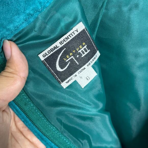 Global Identity Green Suede Leather Mini Skirt Sz 6 - Picture 4 of 11